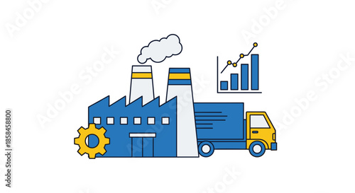 Industrial production delivery and business growth concept illustration