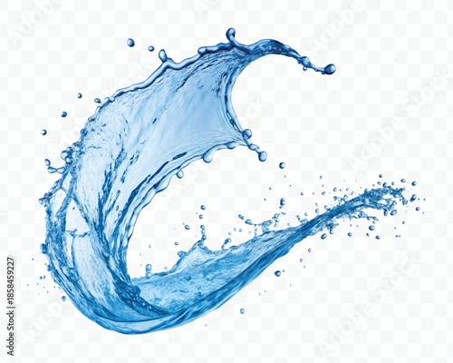 realistic 3d smooth liquid clean water splash in different color and curve style isolated on transparent background