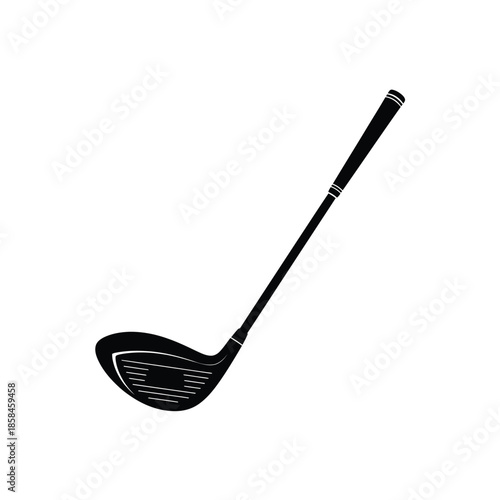a simple black silhouette of a golf club showcasing its sleek design and commonly used shape for playing this sport
