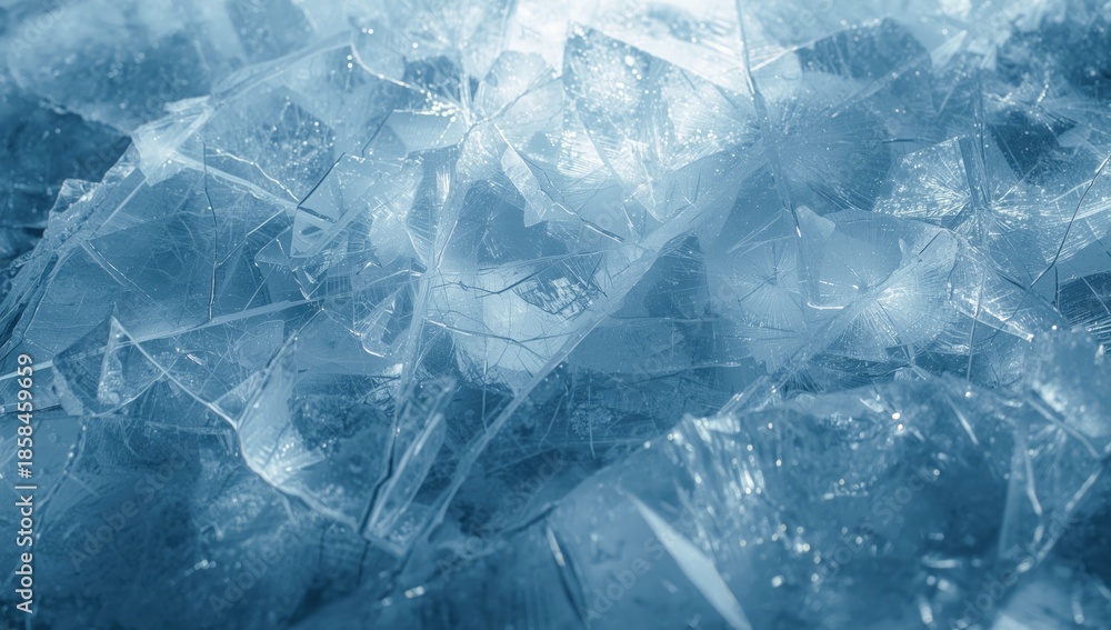 Fototapeta premium Frozen water with fractured ice texture, suitable as background for text or graphics