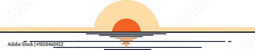 Simple Sunset Illustration with Orange Colors.