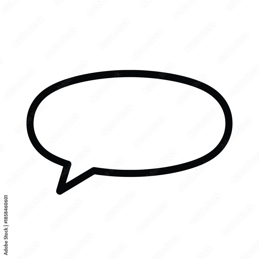 Fototapeta premium a simple black outline of a speech bubble on a pure white background representing communication and dialogue effectively high quality professional