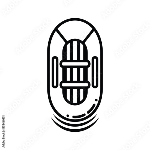 Black and white beetle icon on white background