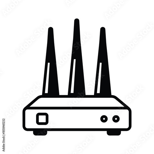 Wireless router icon black white illustration