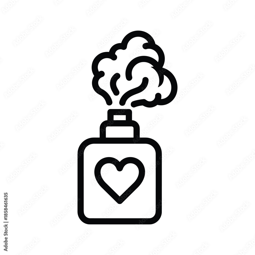 Fototapeta premium Perfume bottle with heart and smoke