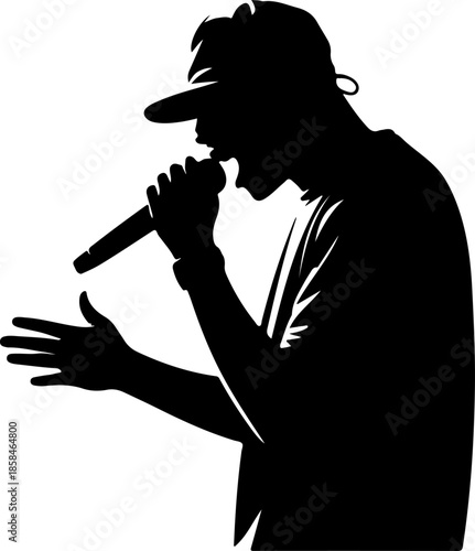 Rapper Performer silhouette vector illustration