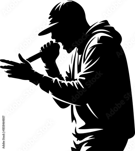 Rapper Performer silhouette vector illustration