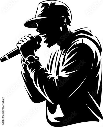 Rapper Performer silhouette vector illustration