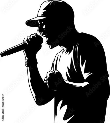 Rapper Performer silhouette vector illustration