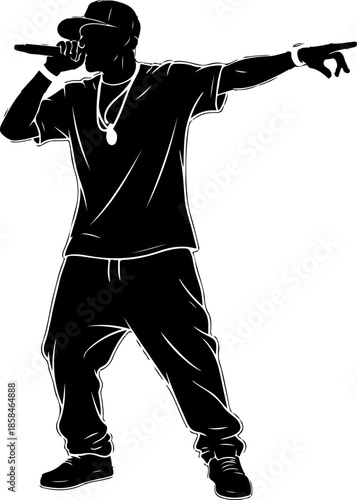 Rapper Performer silhouette vector illustration