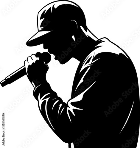 Rapper Performer silhouette vector illustration