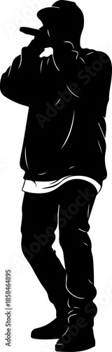 Rapper Performer silhouette vector illustration