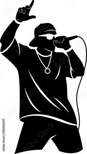 Rapper Performer silhouette vector illustration