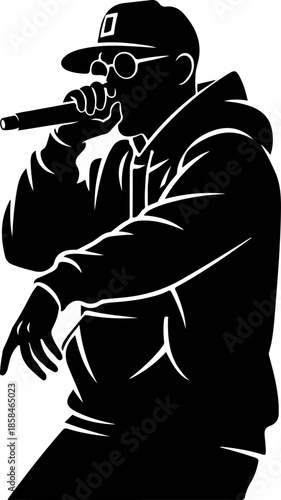 Rapper Performer silhouette vector illustration