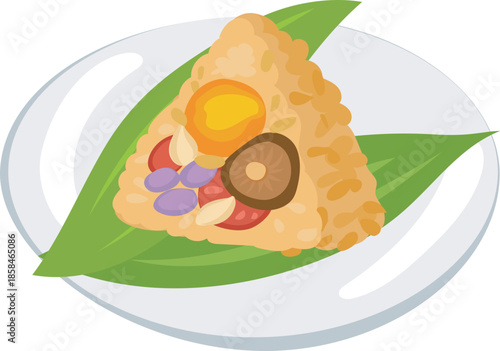 Zongzi Rice Dumpling Illustration for Chinese Food and Asian Cuisine Design