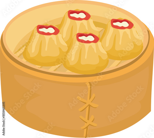 Chinese Custard Buns Illustration for Chinese Food and Asian Cuisine Design
