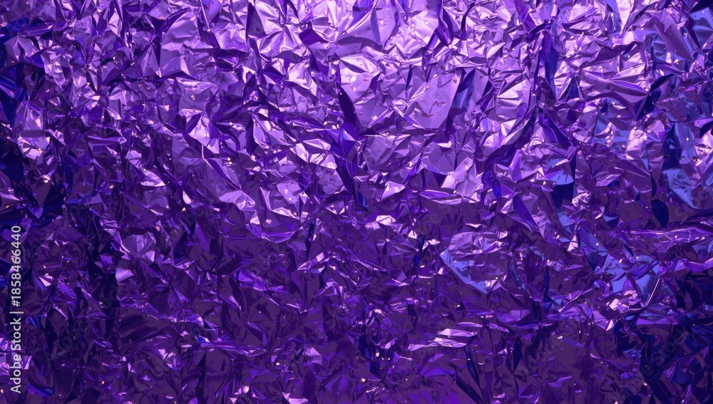 Obraz premium Purple foil surface with textured wrapping paper featuring crumpled and wavy design, ideal for background use in holiday themes