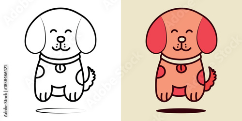 Cute Dog of Pet , children's coloring book. Coloring book with cute cartoon Pet pictures. Vector illustration with colored background.