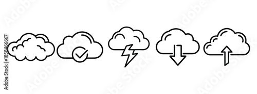 Weather icons set with cloud symbols on transparent background