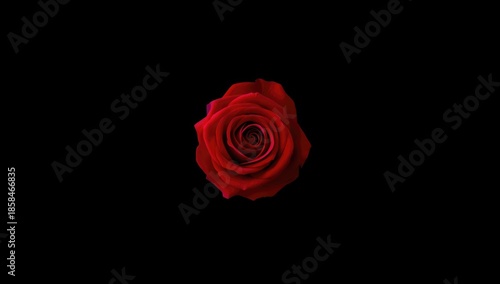 Red rose with budding flower against dark backdrop for romantic or floral layout use