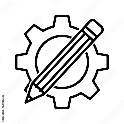 Pencil in gear icon design element