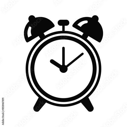 Black Twin Bell Alarm Clock Silhouette