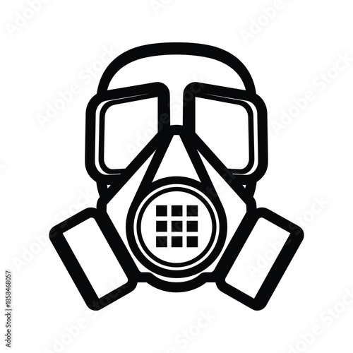 Gas Mask Icon Black White Illustration
