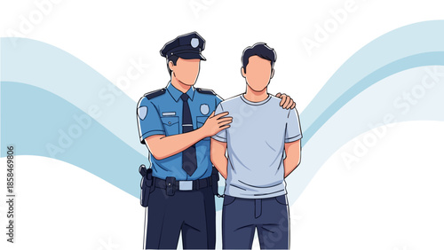 Police Officer Arresting a Suspect with Handcuffs.