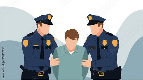 Two police officers arresting a suspect.