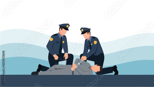 Police Officers Providing Aid to Unconscious Person.
