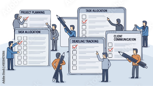 Team Collaborating on Project Management Tasks and Planning.