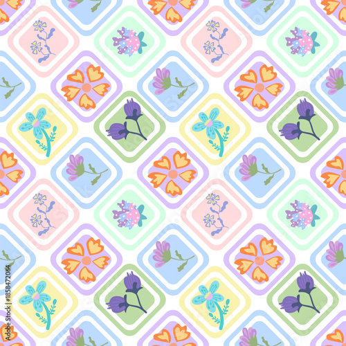 An endless floral pattern creates a beautiful fabric, perfect for gift wrapping, sock designs, clothing, and bedsheets.