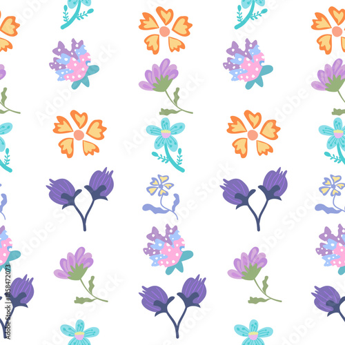 An endless floral pattern creates a beautiful fabric, perfect for gift wrapping, sock designs, clothing, and bedsheets.