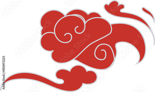 Festive Red Cloud Illustration for Chinese Festival and Decorative Design