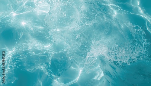 Bubbles and wave motion on turquoise water surface, ideal for UI backdrop or editorial header