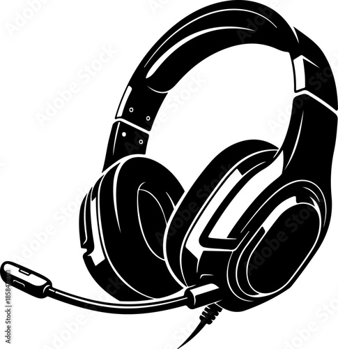 Gaming Headset with Microphone silhouette vector illustration