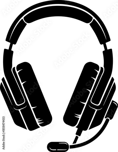 Gaming Headset with Microphone silhouette vector illustration