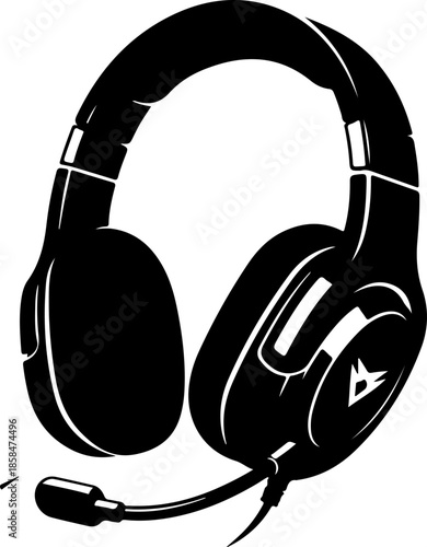 Gaming Headset with Microphone silhouette vector illustration