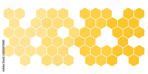 Abstract honeycomb background with yellow and gold hexagonal cells. Modern geometric pattern texture for technology, nature, and organic design concepts. High quality wallpaper.