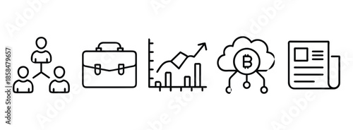 Business and finance icons set with people and charts