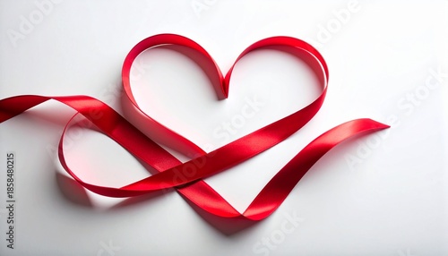 Wallpaper Mural Red ribbon heart shape on white background Torontodigital.ca