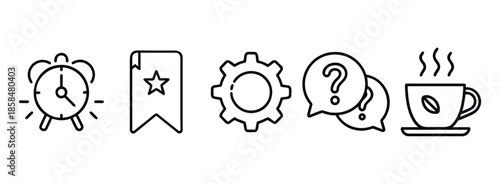 Simple line art icons for productivity and business concepts