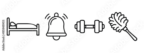 Set of simple line icons for health and wellness activities