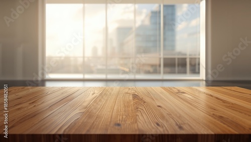 Wallpaper Mural Office desk with wood texture and a soft-focus white glass window behind, ideal for UI or editorial headers Torontodigital.ca