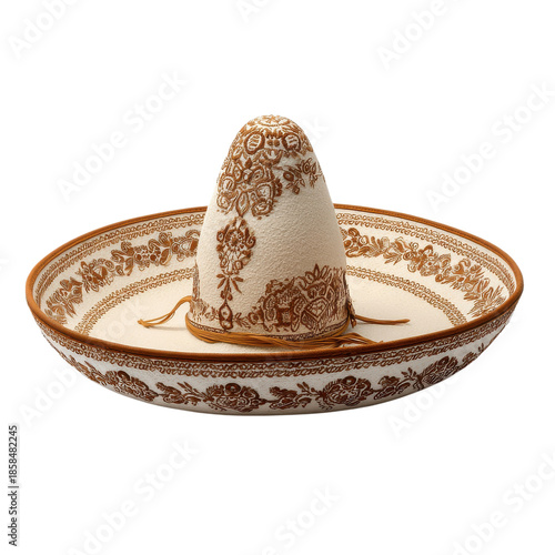 A unique sombrero rests on a decorative plate