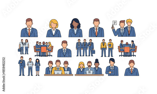 Set Bundle Employee Appreciation Day of diverse business people vector