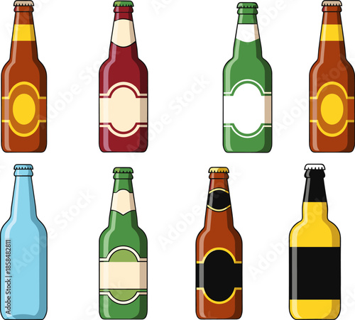 Assorted Alcohol Bottles Vector Illustration