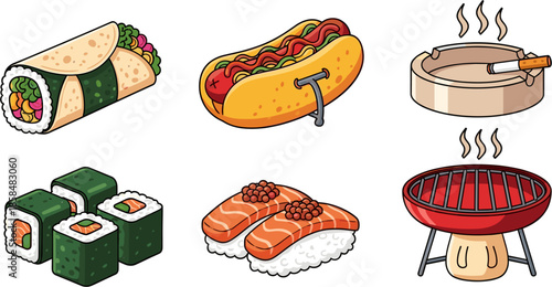 Delicious Japanese Cuisine Vector Illustrations