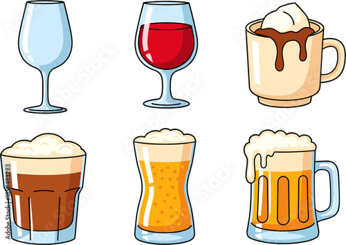 Variety of Drinks Vector Illustration