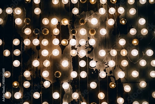 Abstract bokeh golden christmas lights background